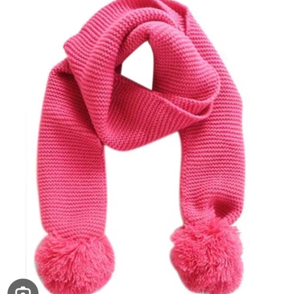 Talbots pom pom coral scarf new without tags